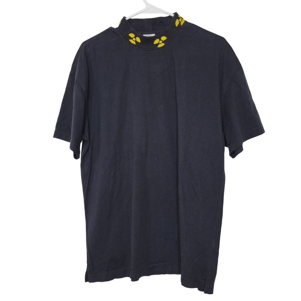Urban Outfitters Mens Graphic T-Shirt Black Radiation Symbol Mock Neck Tee